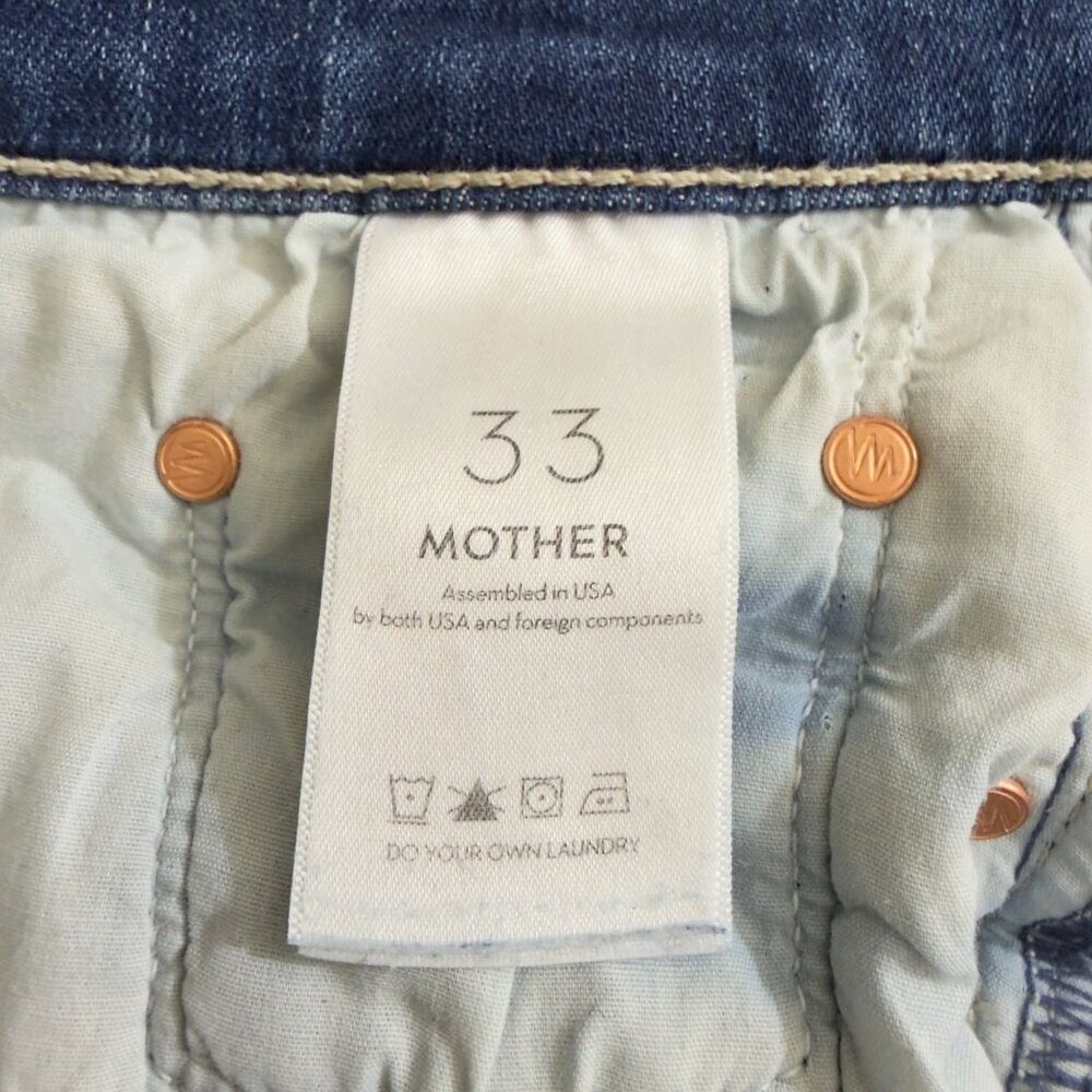 Mother The Weekender Fray Jeans Size 33 Medium Wash Denim Flared Leg Made In USA - Picture 4 of 13